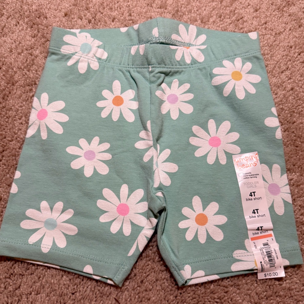 Jumping Beans | Multi-Color Daisy Print Pull-On Elastic Waist Biker Shorts
